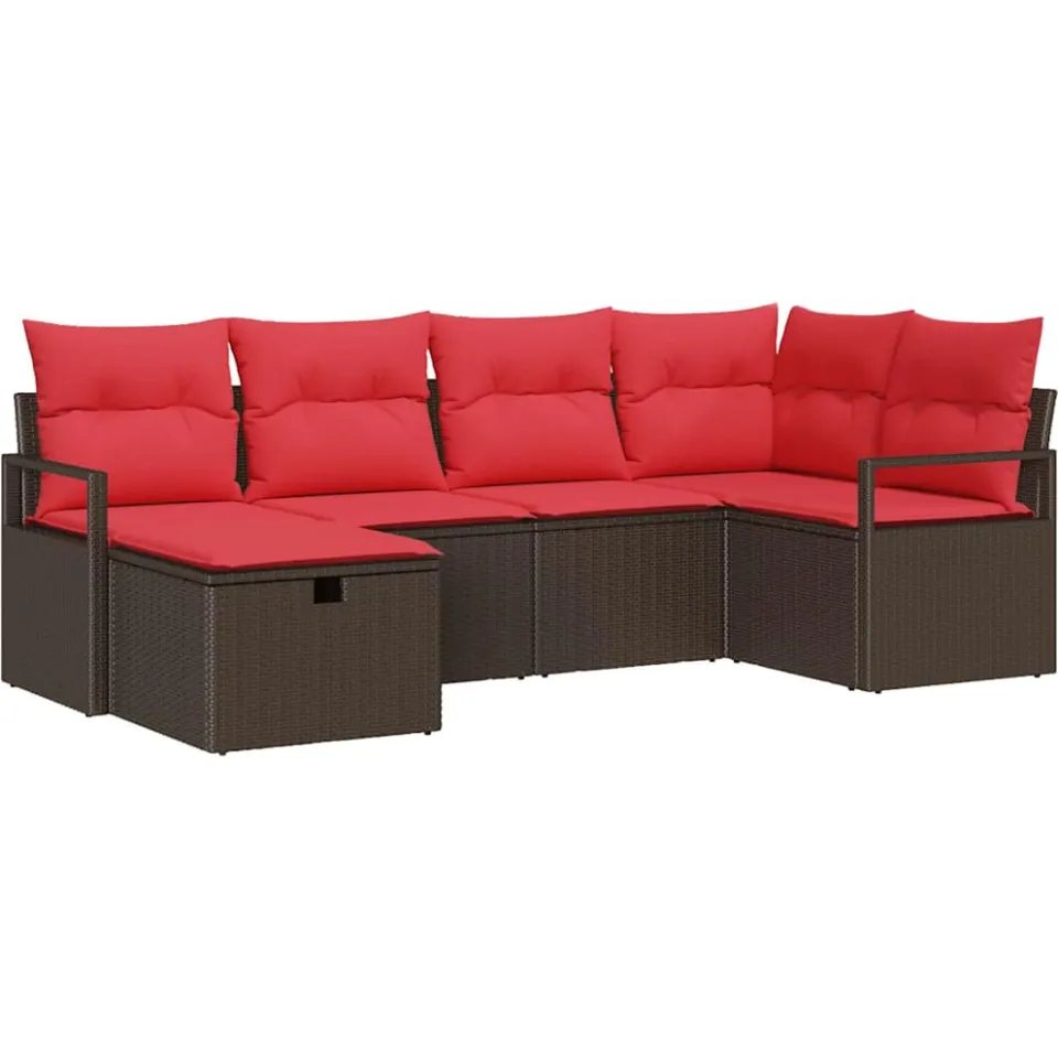vidaXL Tuin Sofa Set 6 st Bruin poly rattan
