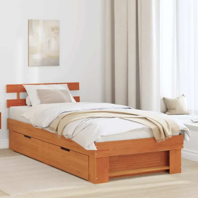 vidaXL Bedframe met hoofdeinde Wasbruin 80 x 200 cm Massief grenenhout
