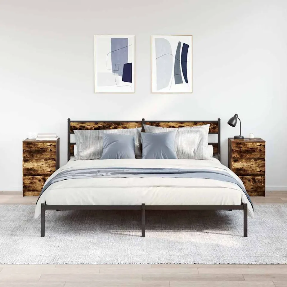 vidaXL Nachtkastjes met 3 lades 2 st 39x35x65 cm gerookt eikenkleurig, foto 3