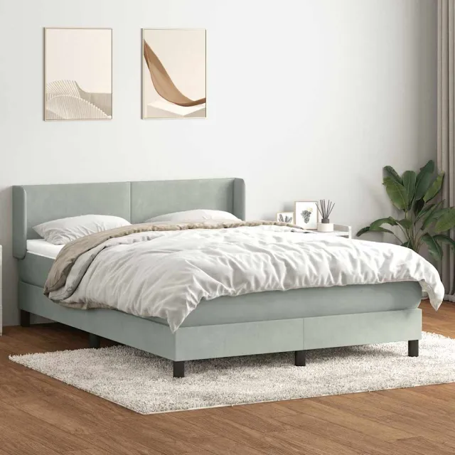 vidaXL Boxspring met matras fluweel lichtgrijs 160x210 cm