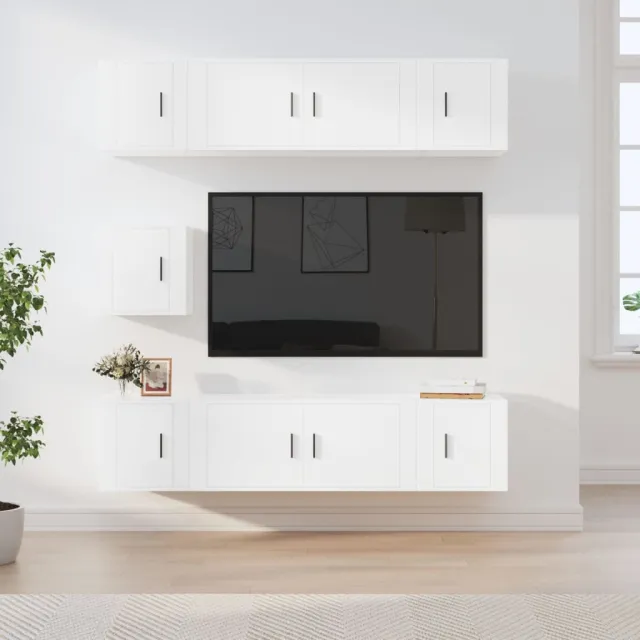 vidaXL 7-delige Tv-meubelset bewerkt hout wit, foto 2