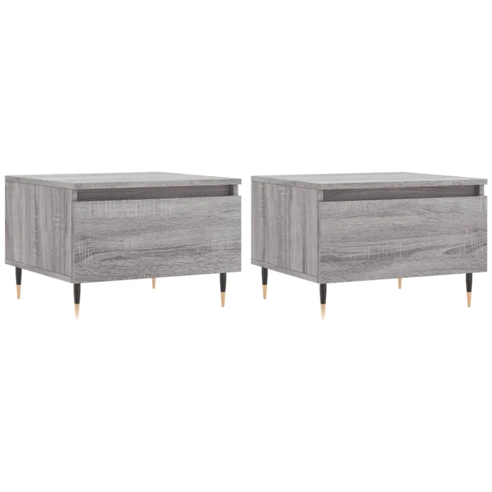 vidaXL Salontafels 2 st 50x46x35 cm bewerkt hout grijs sonoma eiken, foto 3