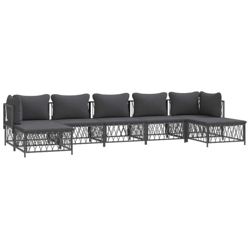 vidaXL 7-delige Loungeset met kussens staal antracietkleurig Anthraciet