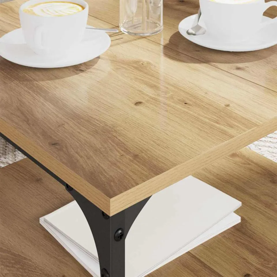 vidaXL Salontafel Artisan Eiken 55 x 55 x 40 cm Bewerkt hout, foto 3