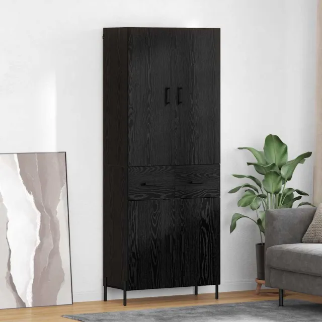 vidaXL Highboard Zwart Eiken 69,5 x 34 x 180 cm Bewerkt hout, foto 2