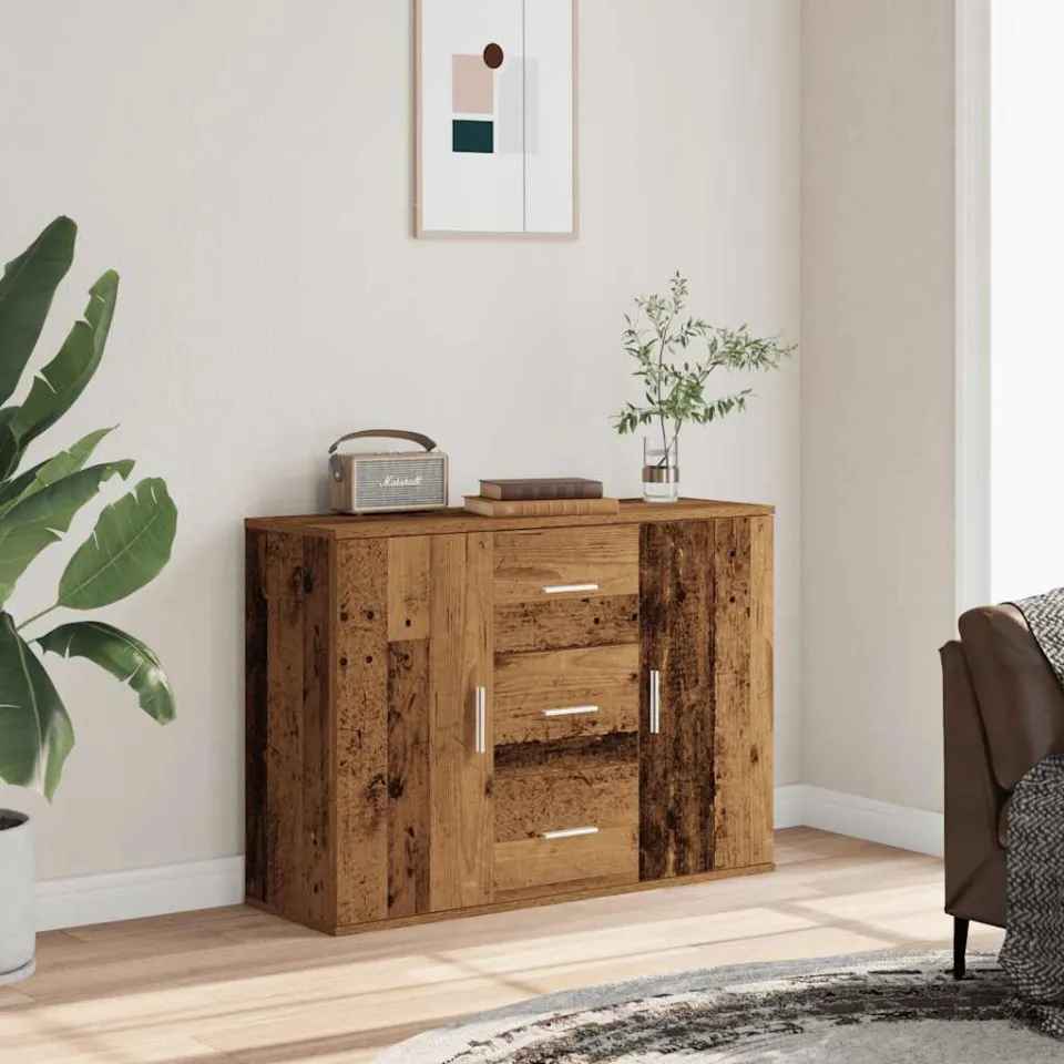 vidaXL Dressoir 90x29,5x65 cm bewerkt hout oud houtkleurig bruin, foto 2