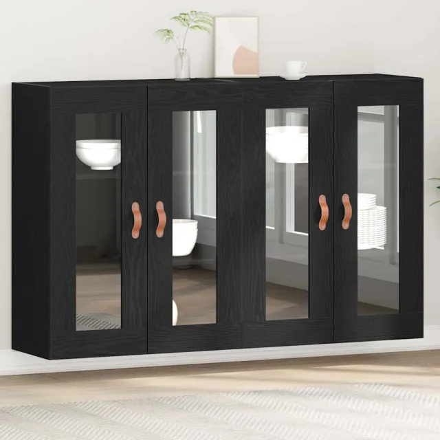 vidaXL Wandkasten 2 st Zwart Eiken 69,5 x 34 x 90 cm Bewerkt hout, foto 2