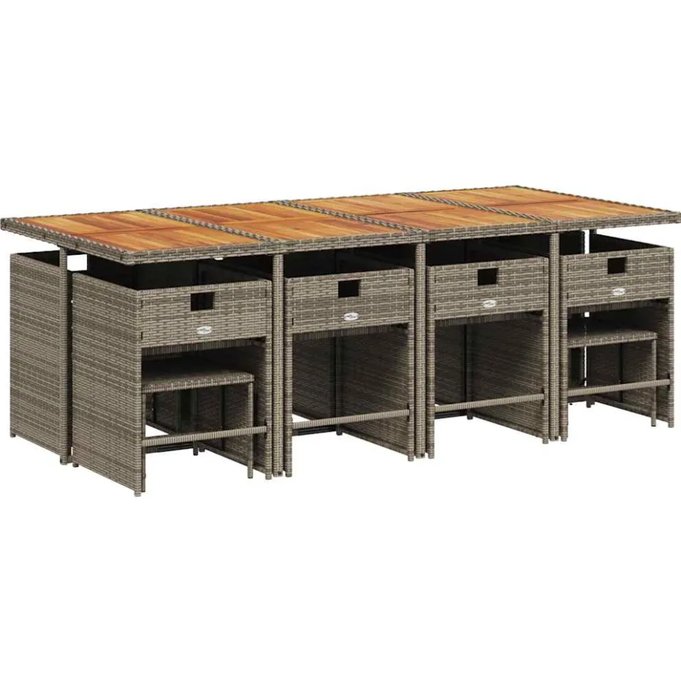 vidaXL 13-delige Tuinset met kussens poly rattan grijs, foto 4
