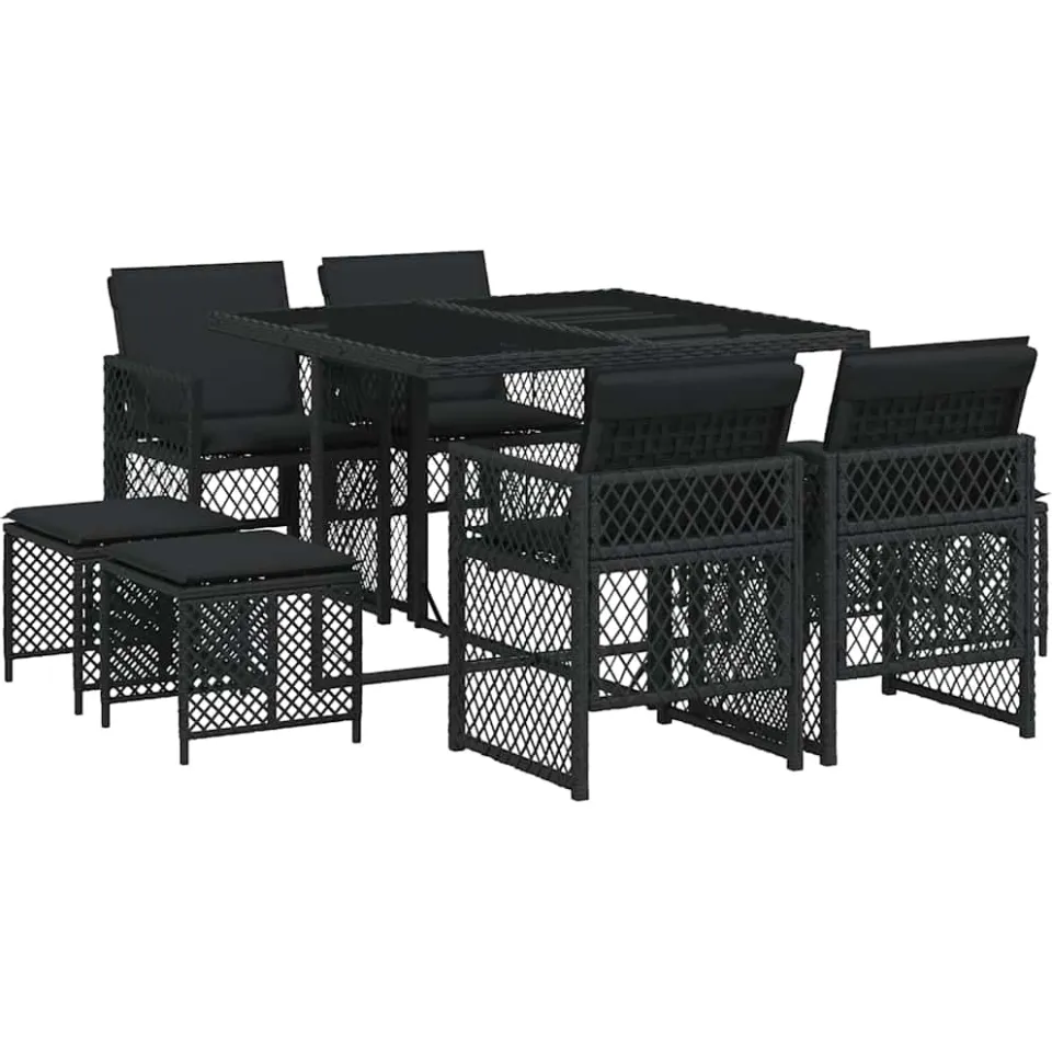 vidaXL 9-delige Tuinset poly rattan zwart, foto 3