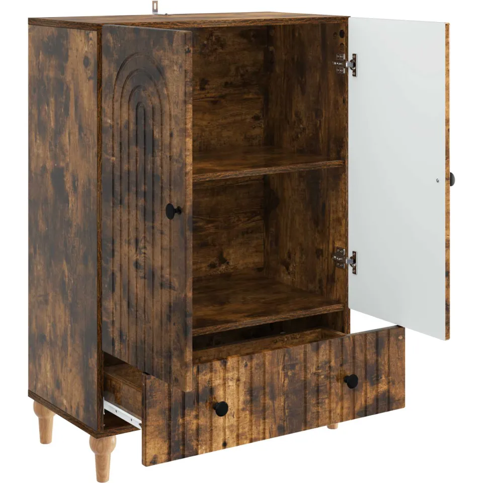 vidaXL Dressoir Gerookt eiken 66 x 34,5 x 95 cm Bewerkt hout, foto 4