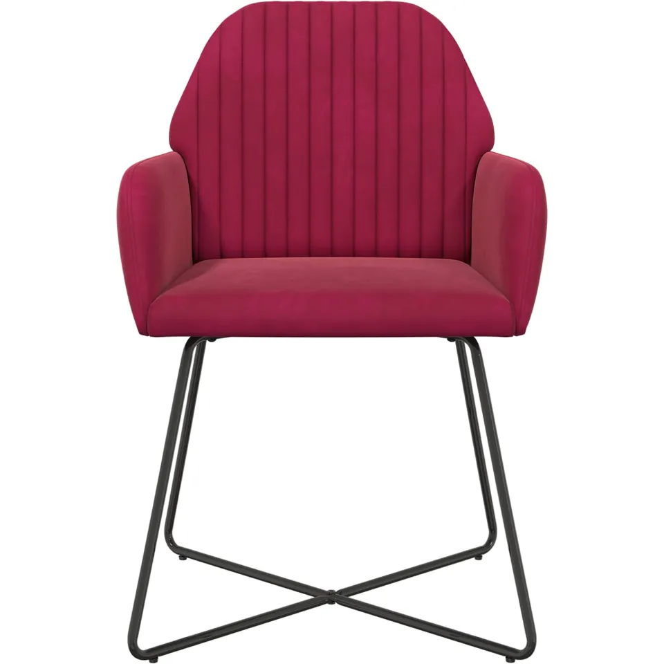 vidaXL Eettafelstoelen 2 st fluweel Wijnrood 55 x 50 x 84 cm