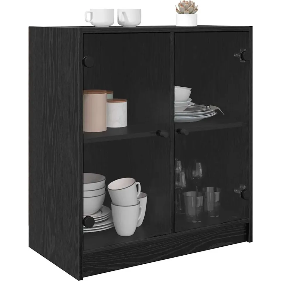 vidaXL Bijzetkast Zwart Eiken 68 x 37 x 75,5 cm Bewerkt hout