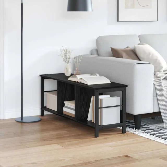 vidaXL Boekenkast 3-laags 102 x 32 x 40,5 cm Bewerkt hout Zwart Eiken