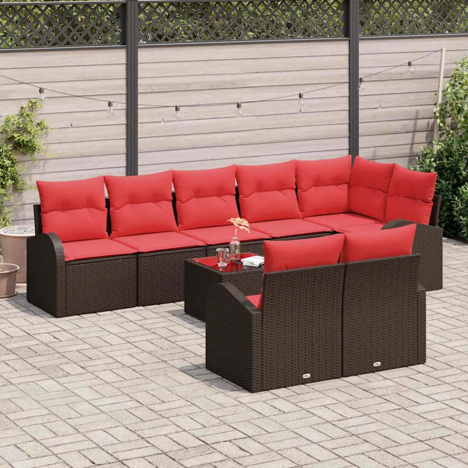 vidaXL Tuin Sofa Set 9 st Bruin poly rattan, foto 3