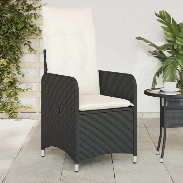 vidaXL Tuinstoelen 2 st verstelbaar met kussens poly rattan zwart