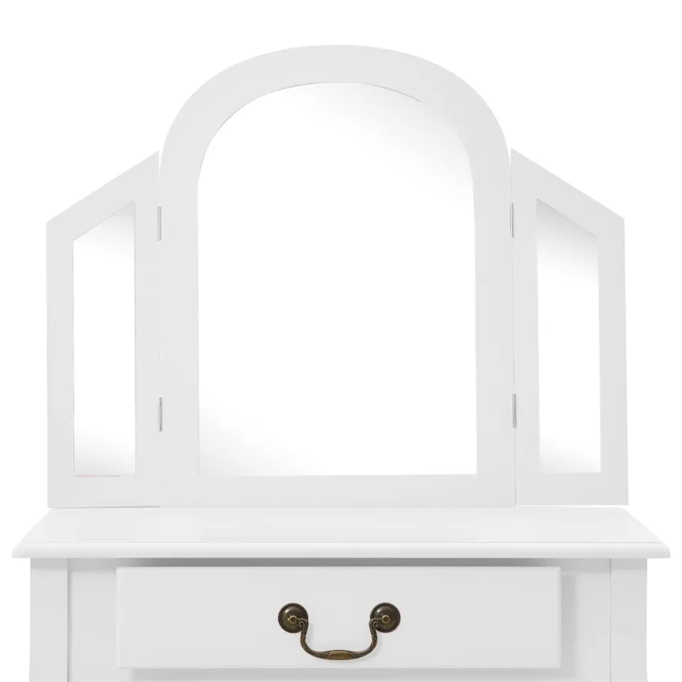 vidaXL Kaptafel met kruk 65x36x128 cm paulowniahout MDF wit, foto 4