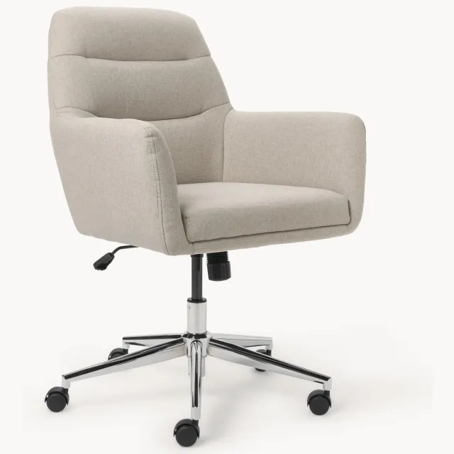 Westwing Collection In hoogte verstelbare bureaustoel Benson met armleuning Beige