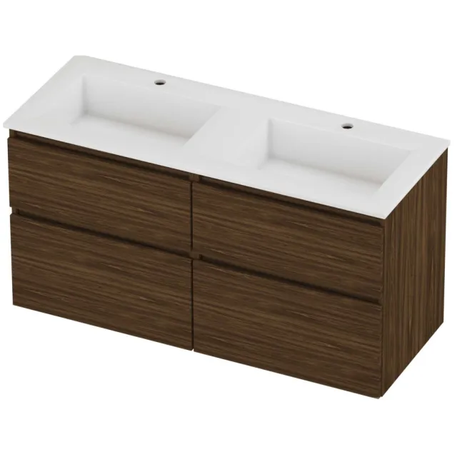 Proline Aristo Badmeubelset Polystone Elegant 4 Laden 120x46x62 cm Glans Wit Cabana Oak Eiken