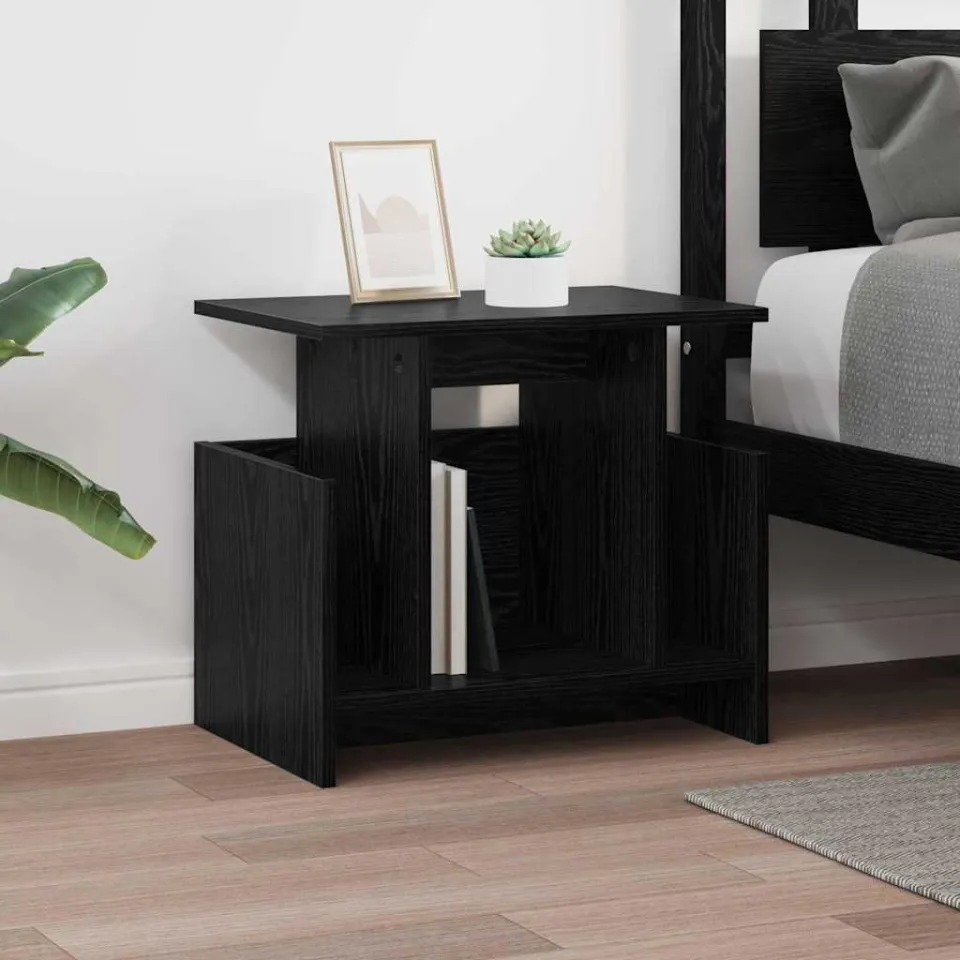 vidaXL TV-standaard 50 x 35 x 45 cm Zwart Eiken Bewerkt hout, foto 4