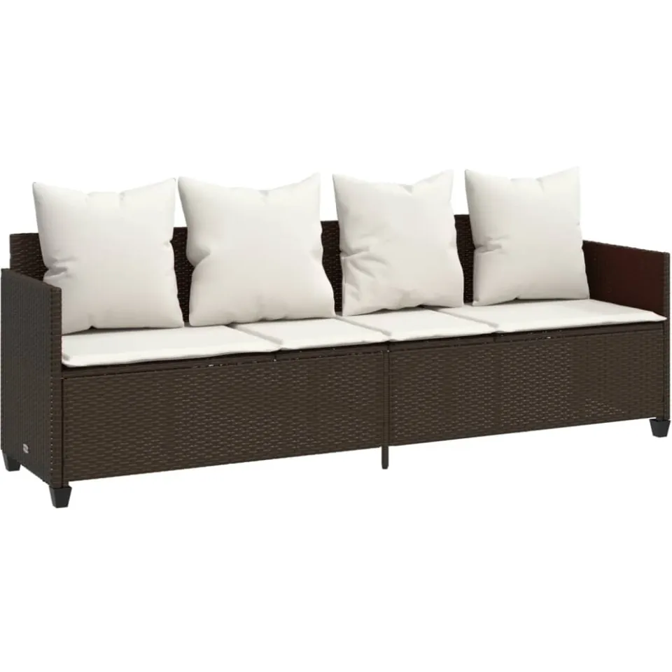 vidaXL 5-delige Loungeset met kussens poly rattan bruin