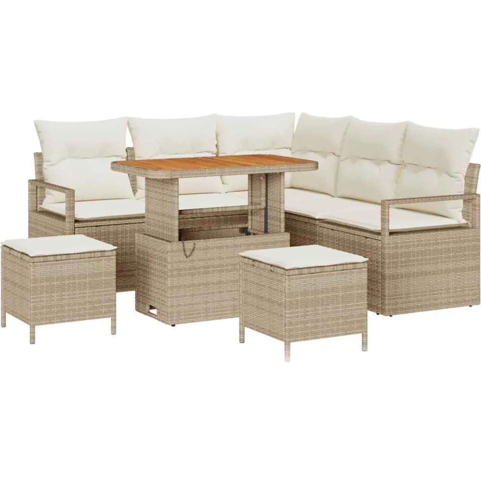 vidaXL Tuinbankenset 8 st Beige poly rattan