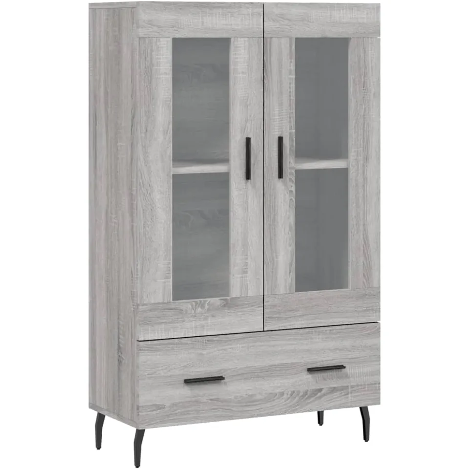 vidaXL Hoge kast 69,5x31x115 cm bewerkt hout grijs sonoma eikenkleurig, foto 3