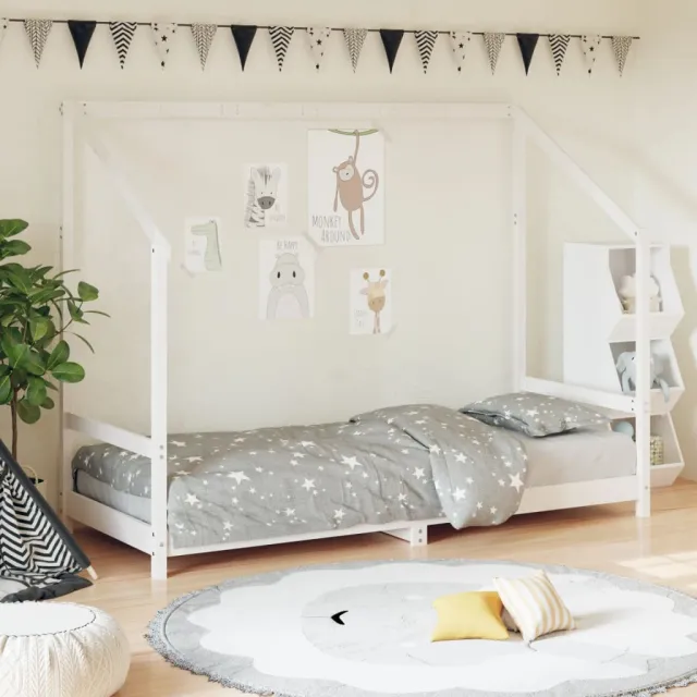 vidaXL Kinderbedframe 80x200 cm massief grenenhout wit, foto 2