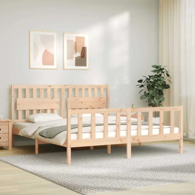 vidaXL Bedframe met hoofdbord massief hout bruin