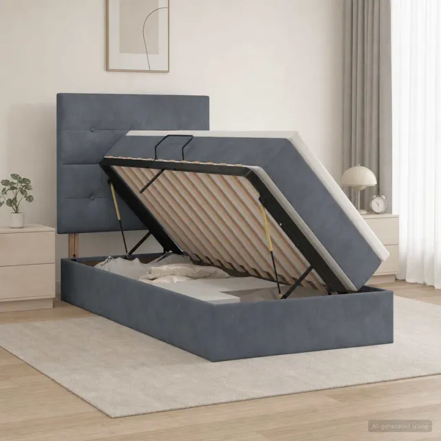 vidaXL Opslag bed met matras Donkergrijs 90 x 200 cm Fluweel