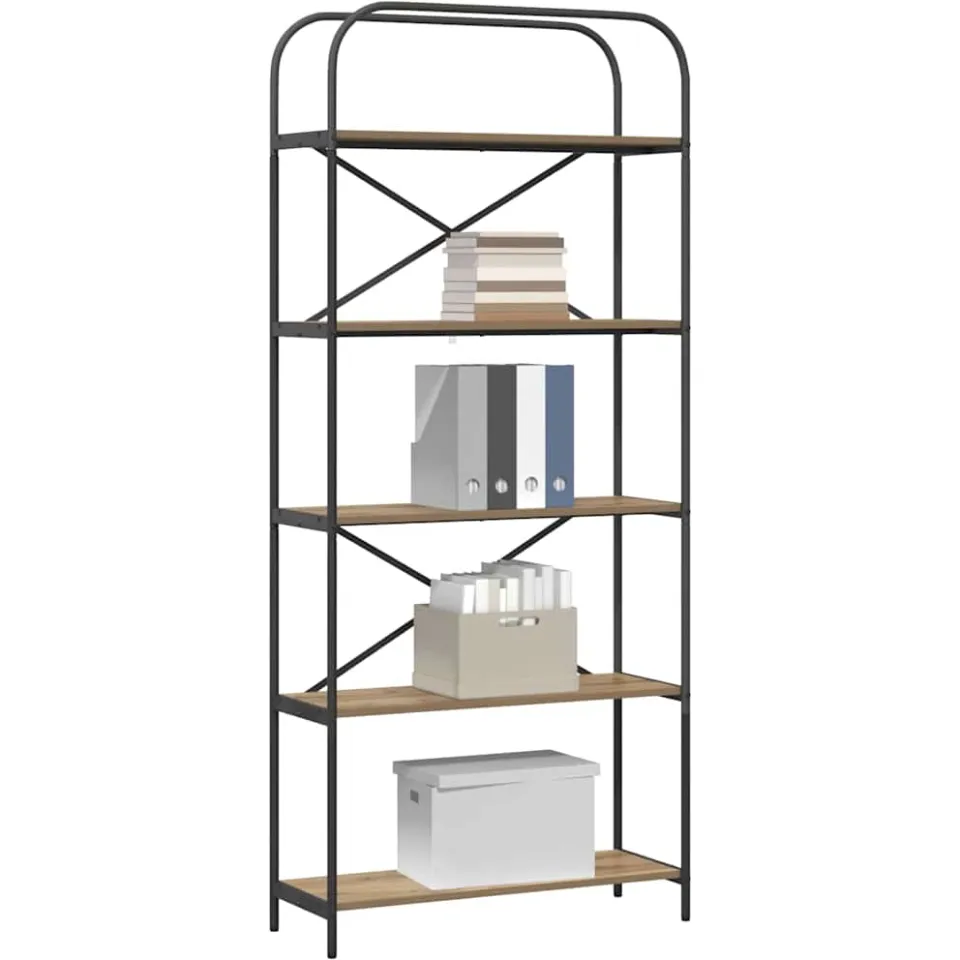 vidaXL Boekenkast 5-laags 80 x 30 x 183 cm Bewerkt hout Artisan Eiken Bruin