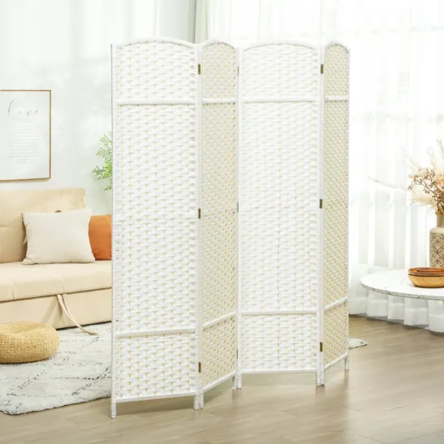 MODENUIT Kamerscherm – 4-Delig Opvouwbaar – 160 bij 170 cm – Hout en Kunststof – Wit – Privacyafscherming – Binnen