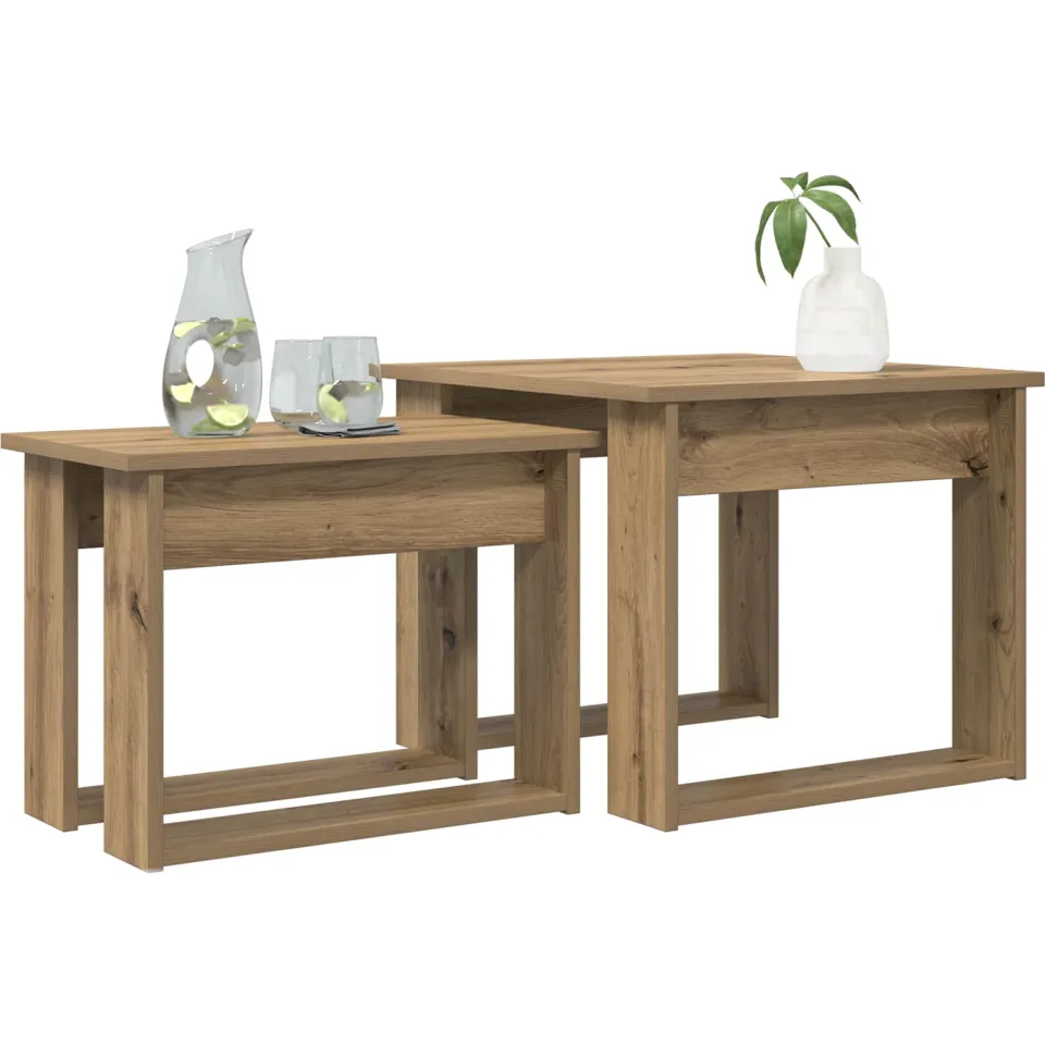 vidaXL Koffietafel Set 2 st Artisan Eiken 50 x 52 x 42 cm Bewerkt hout Bruin