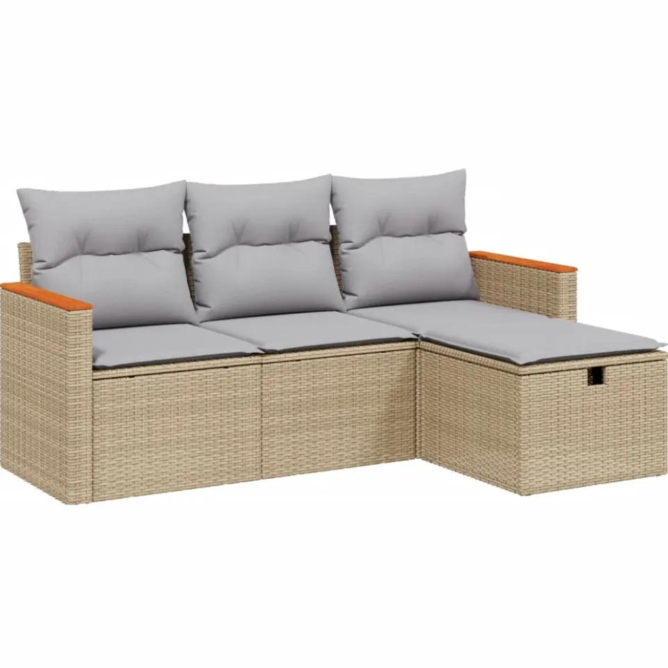 vidaXL Patio Sofa Set 3-zits Beige and Grey, foto 3