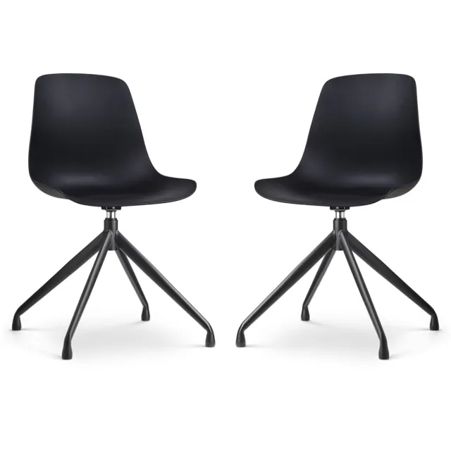 Nolon Nola-Pip Draaibare Eetkamerstoelen Set van 2 Zwart - Kunststof - Zwart Metalen Onderstel Zwart - Zwart onderstel