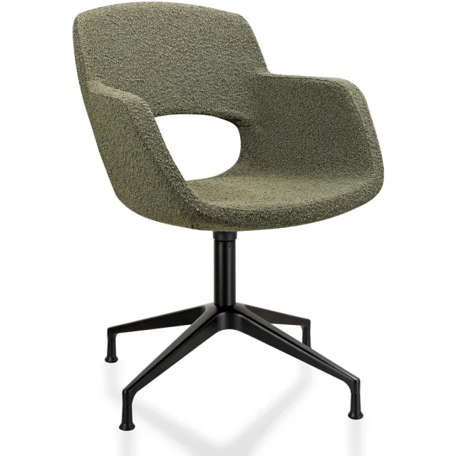ABC Kantoormeubelen Vergaderstoel Taro in bouclé stoffering Antraciet met 4-poots frame