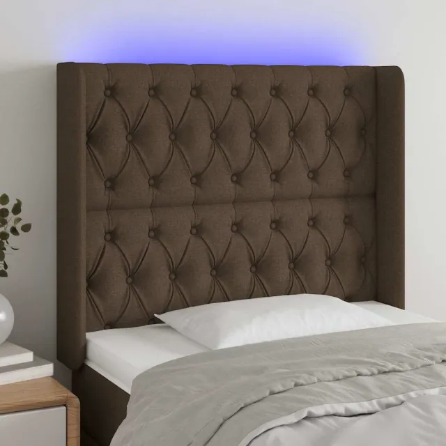 vidaXL Hoofdbord LED 93x16x118/128 cm stof donkerbruin bruin