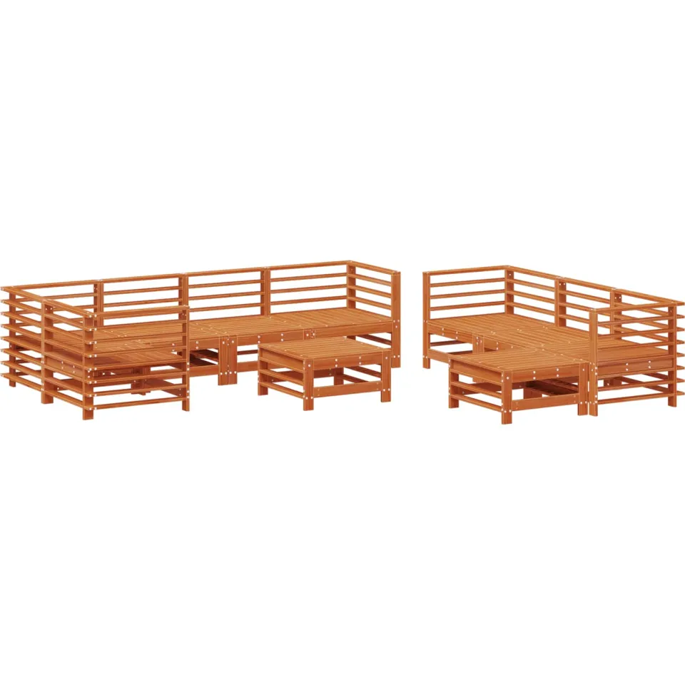 vidaXL Tuin loungeset 10 st Wasbruin Massief grenenhout