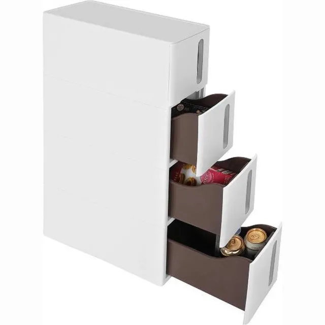Soof & Tess Smalle Keukenkast - Kast met 4 laden voor Keuken Gerief, Kruiden, Blikjes, Conserven - Opbergkast - 45x17x84 cm Wit