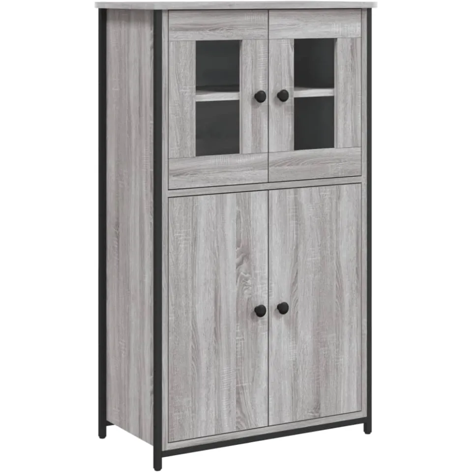 vidaXL Hoge kast 62x32x106,5 cm bewerkt hout grijs sonoma, foto 3