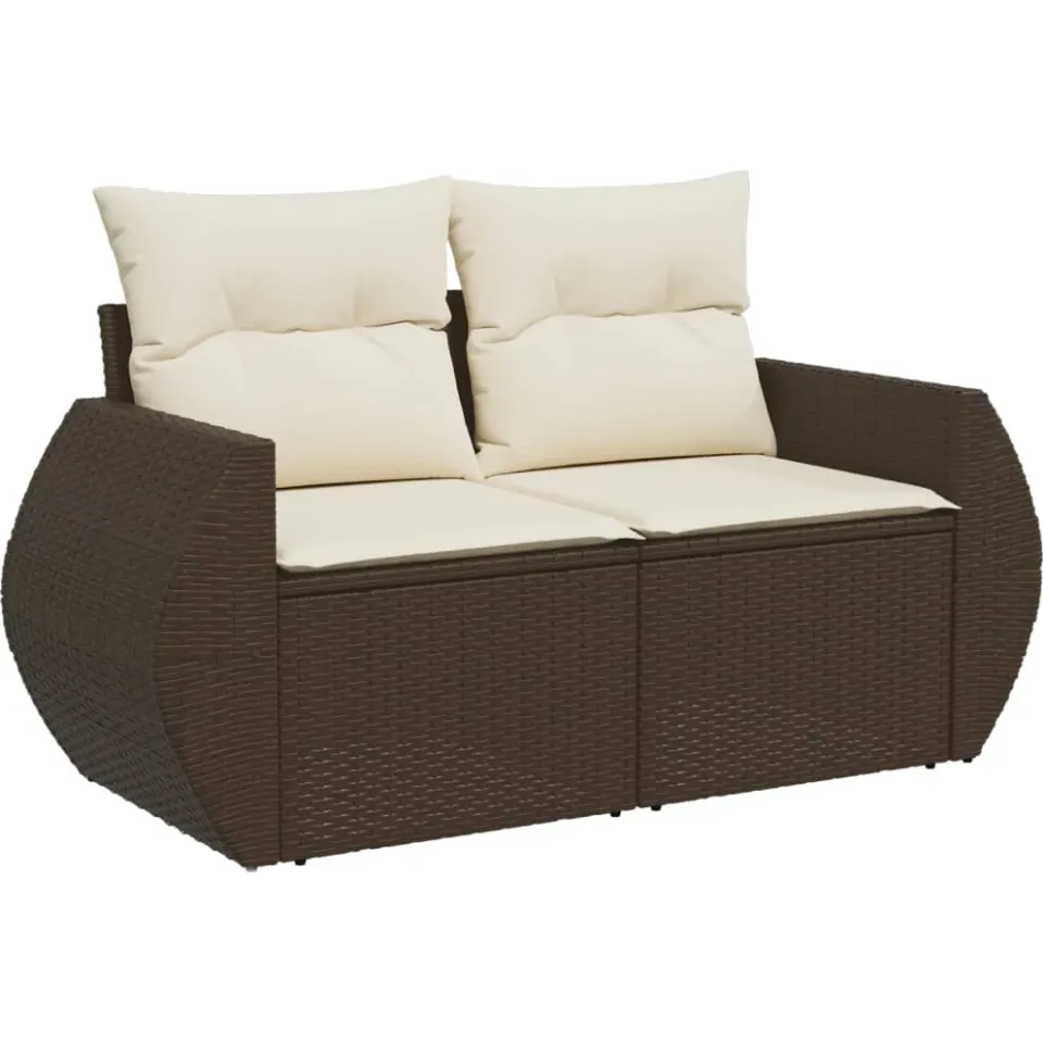 vidaXL 9-delige Loungeset met kussens poly rattan bruin