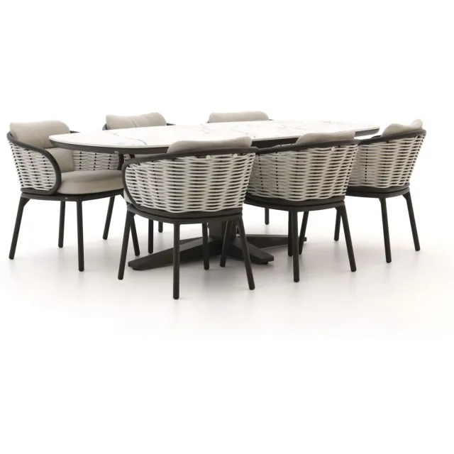 Apple Bee Pine Key/Zanzibar Deens Ovaal 220cm dining tuinset 7-delig taupe, foto 2