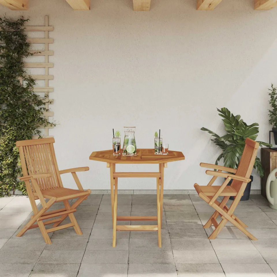 vidaXL Tuin eettafelset 3 st Bruin Massief Acaciahout, foto 4