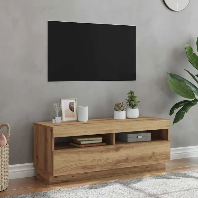 vidaXL Tv-meubel met LED 100x35x40 cm bewerkt hout artisanaal eiken Bruin