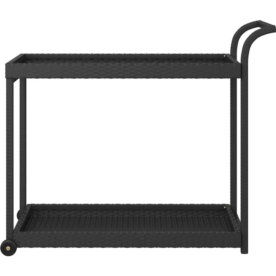 vidaXL Serveerwagen 100x45x83 cm poly rattan zwart, foto 2