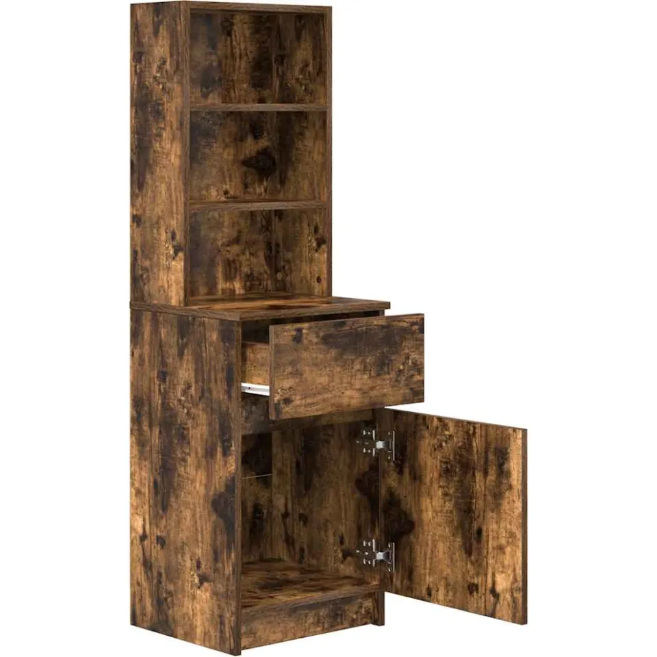 vidaXL Nachtkastje 39x35x125 cm bewerkt hout gerookt eikenkleurig, foto 4