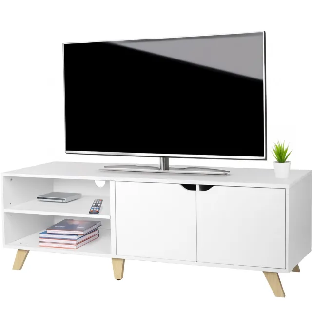 Relaxdays Tv-kast - 50 x 140 x 40 cm - met kabeldoorvoer - wit