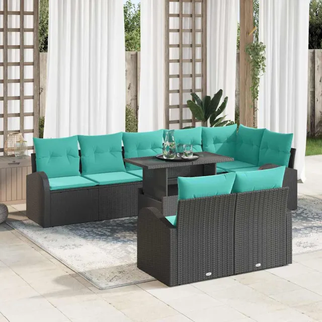 vidaXL Tuin Sofa Set 9 st Zwart Poly riet, foto 2