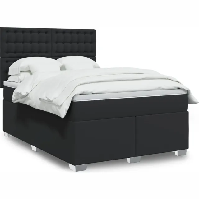 vidaXL Boxspring met matras kunstleer zwart 140x190 cm