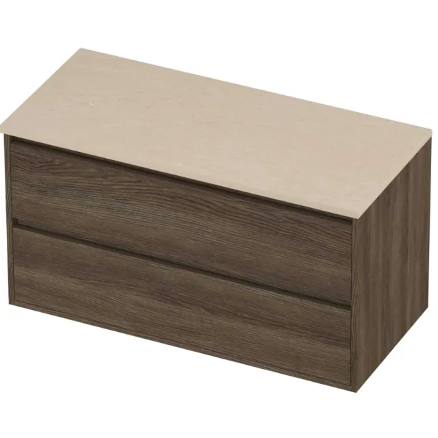 Proline Deck Badmeubelset Hardsteen Greeploos Symmetrisch Kader 100x46x54 cm Sand Stone Vital Oak Eiken