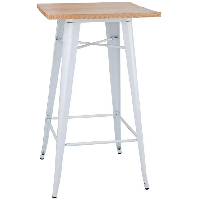 Bolero Bistro Bartafel met Houten Blad Wit (enkel) Bruin; Wit